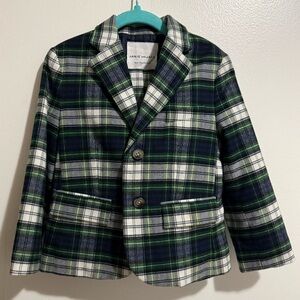 Janie and Jack Green Plaid Kids Suit Set